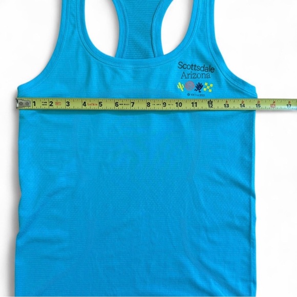 Lululemon Cool Racerback Tank Aqua Blue Scottsdale Graphic Athletic Top Size 2 - Picture 4 of 6